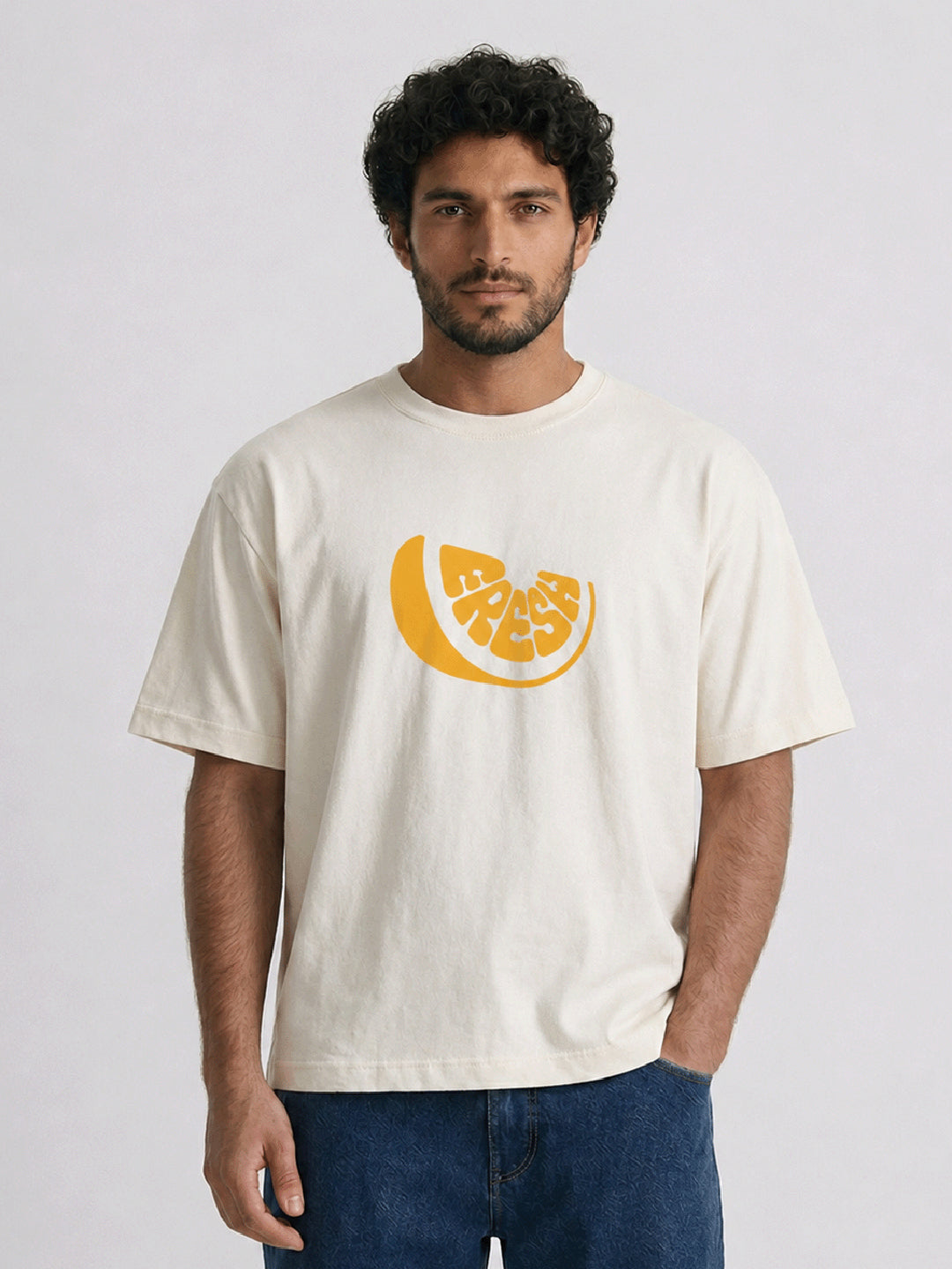 Relaxed Fit Printed Brown Tshirt
