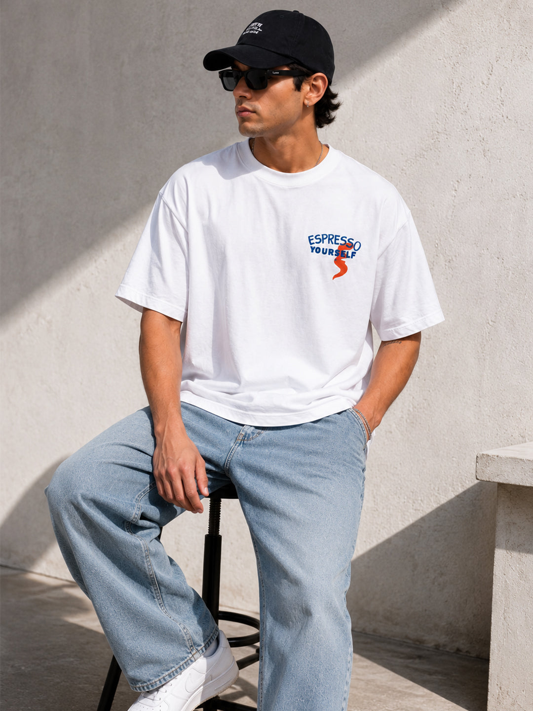 Relaxed Fit Printed Brown Tshirt
