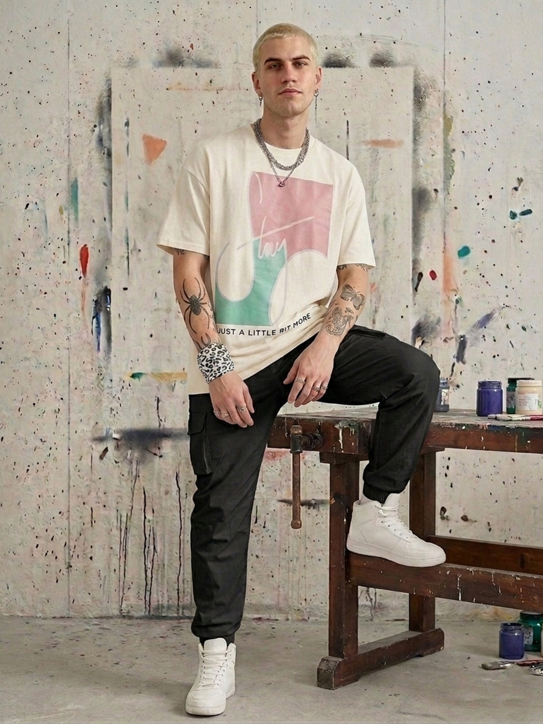 Relaxed Fit Printed Brown Tshirt