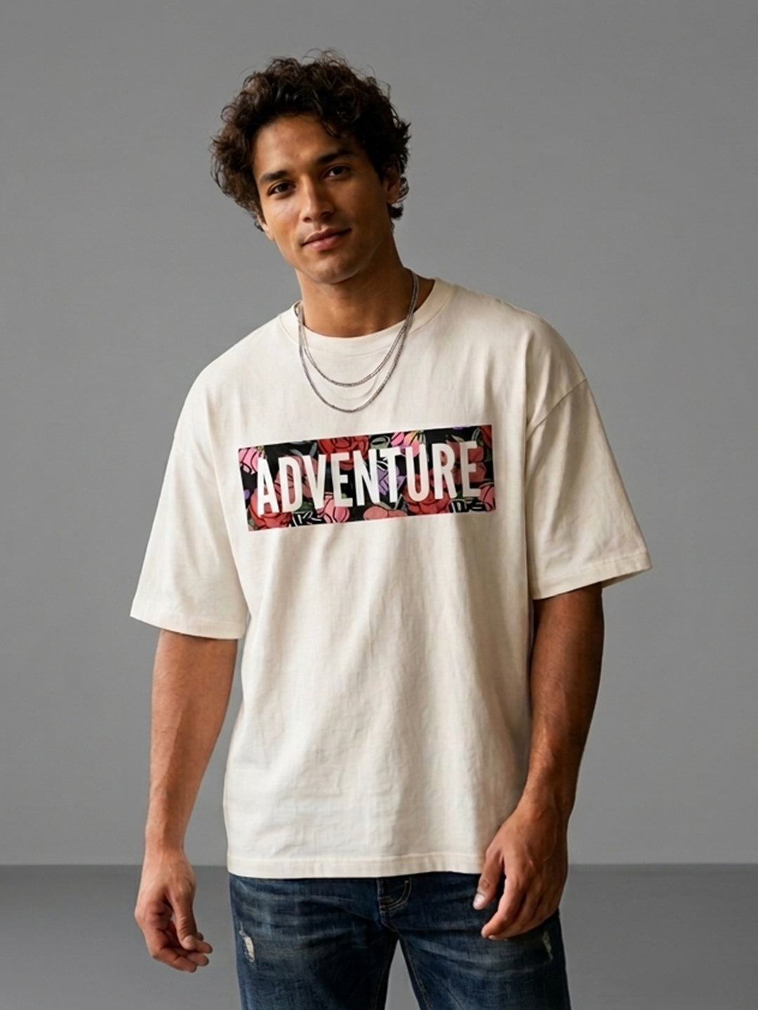 Relaxed Fit Printed Brown Tshirt
