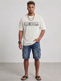Relaxed Fit Printed Brown Tshirt